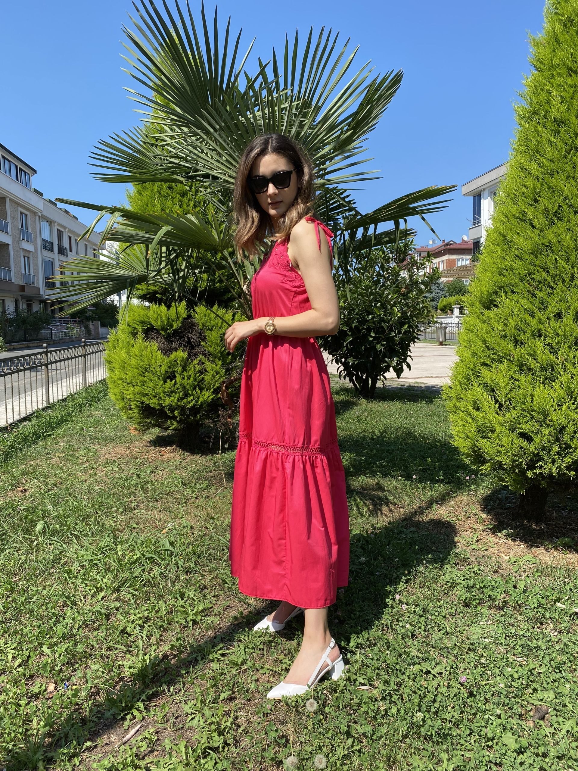 Fuşya Göğsü Fistolu Elbise - Görsel 4