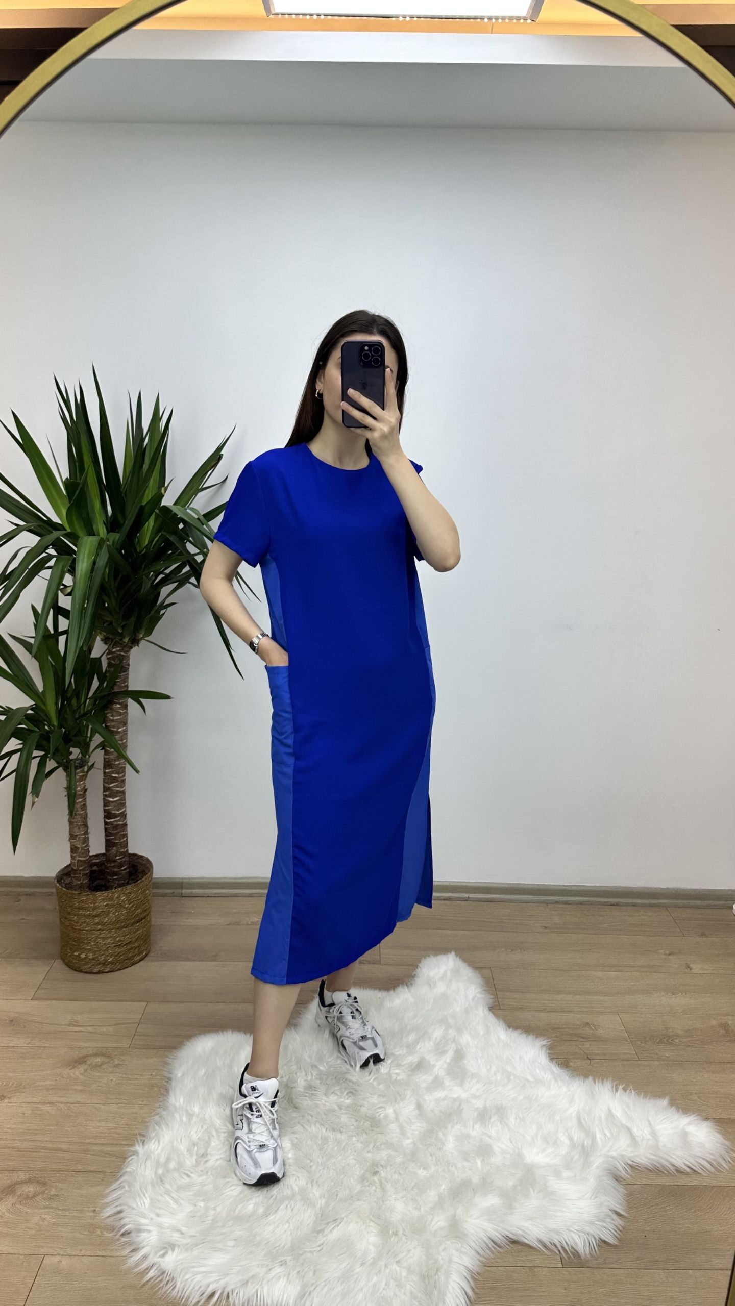 Mavi Yanları Poplin Basic Elbise - Görsel 2