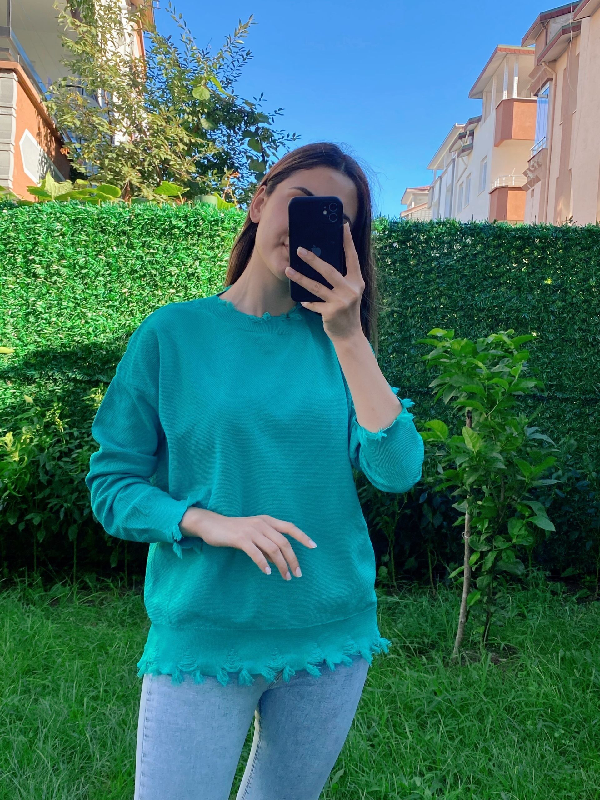 Mint Dikiş Detay Kazak