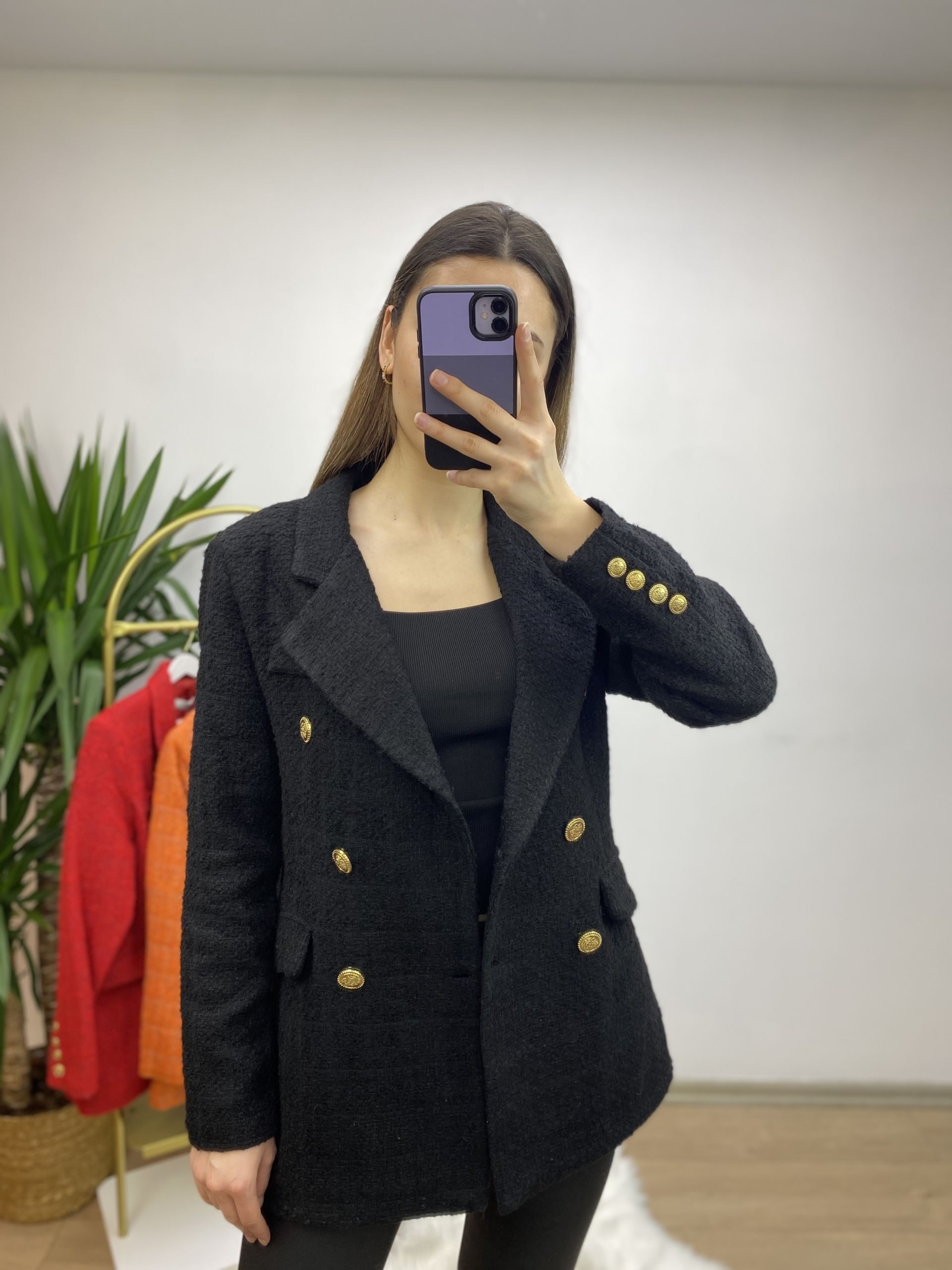 Siyah Tuvit Blazer Ceket - Görsel 3