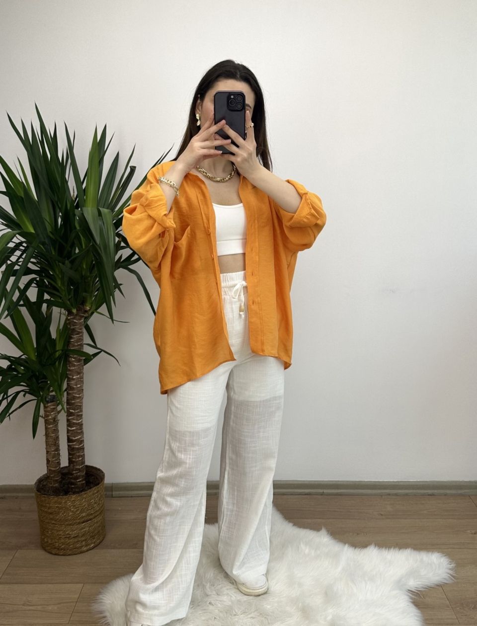 Mango Düşük Omuz Oversize Gömlek - Görsel 4