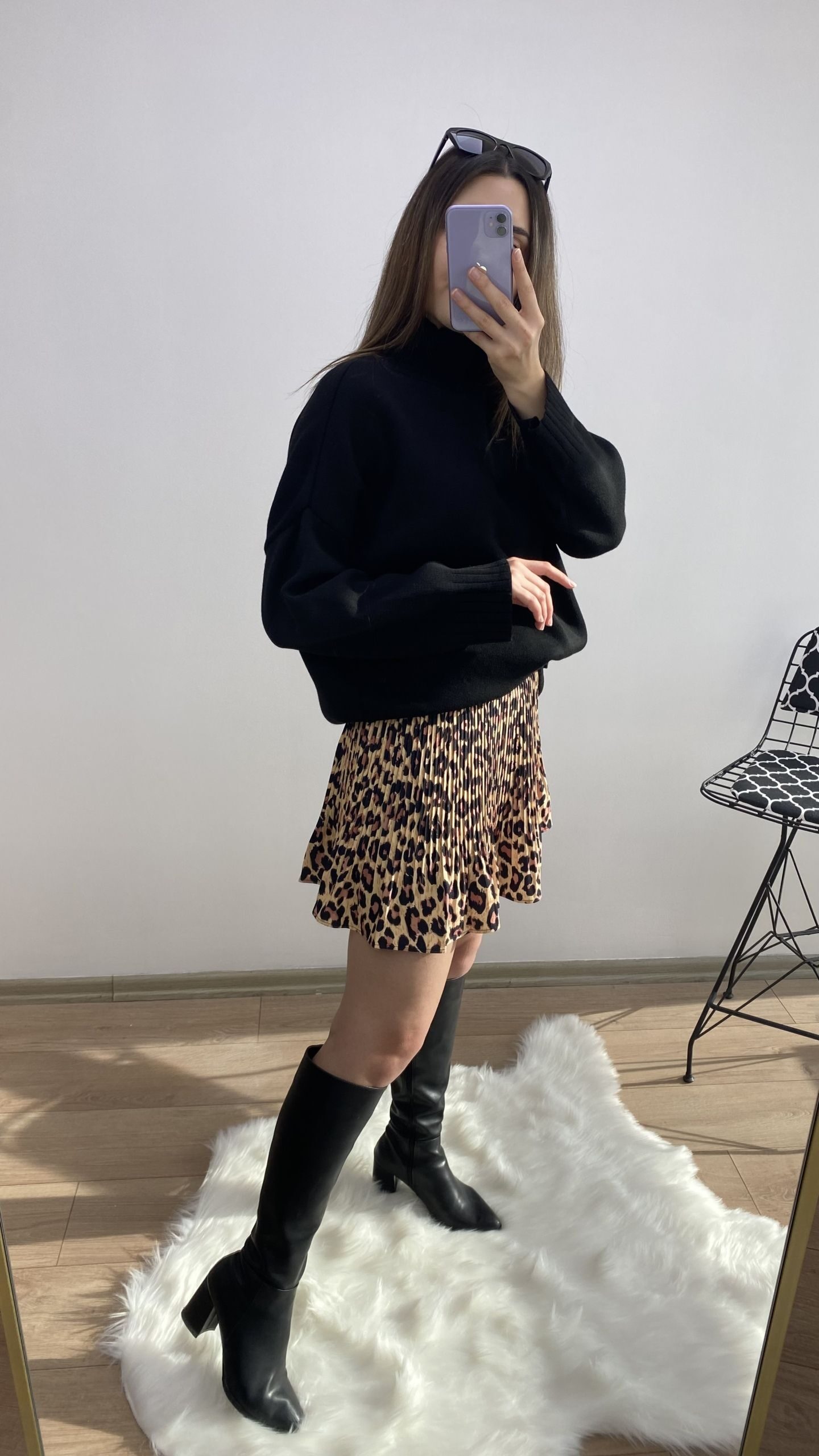 Leopar Desen Şortlu Etek