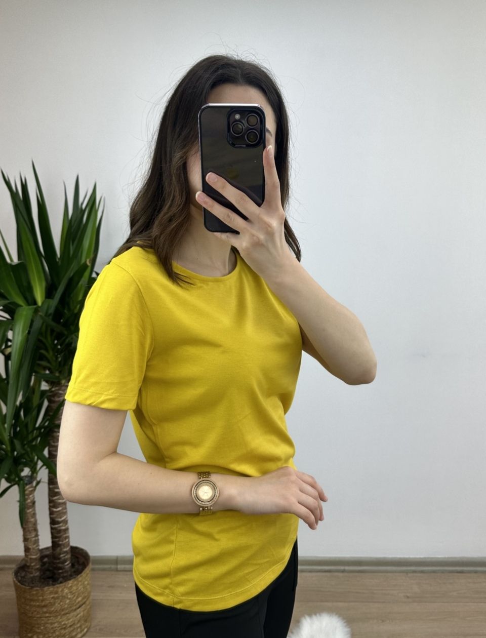 Hardal Modal Kumaş Basic Tshirt - Görsel 2