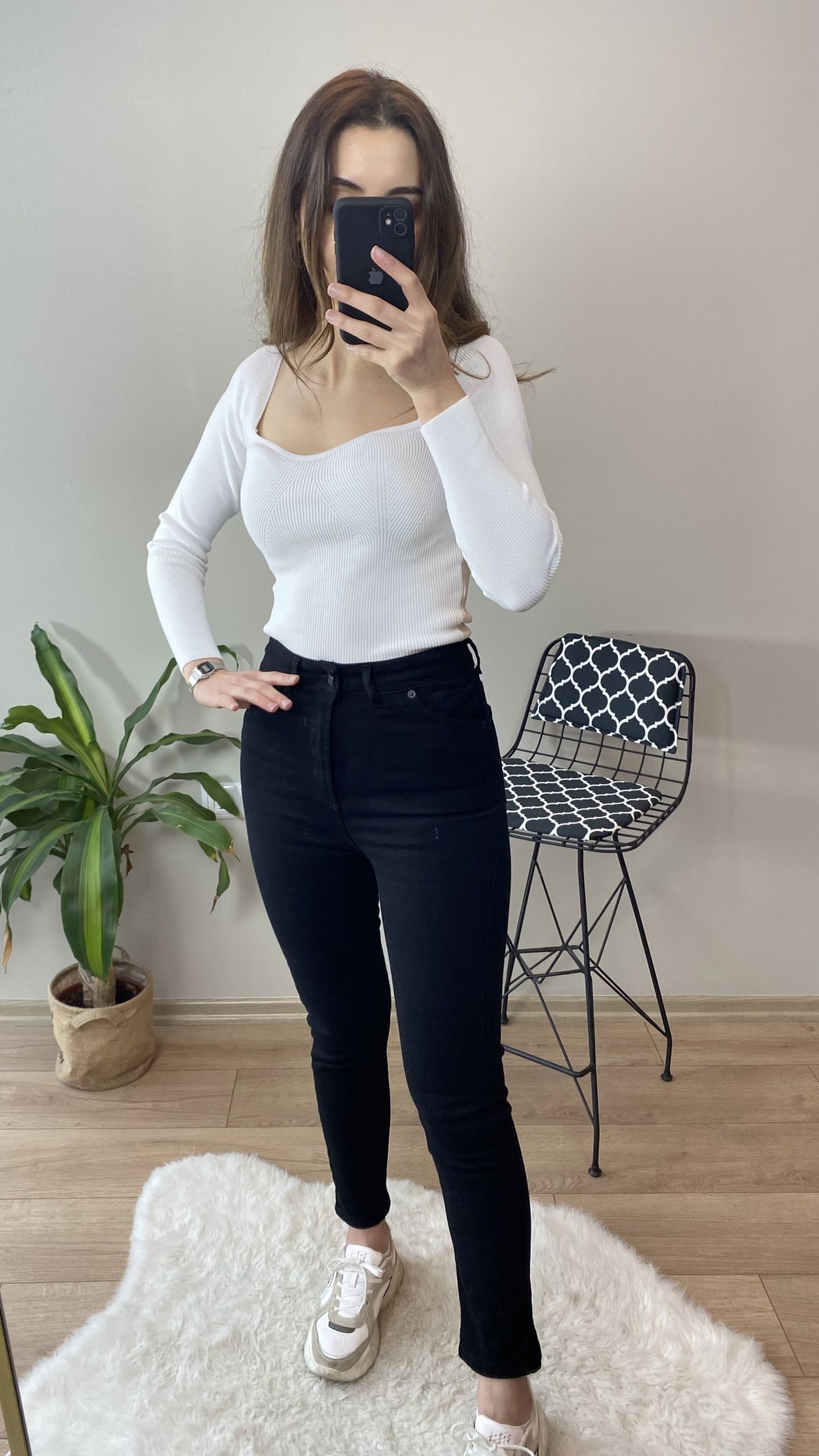Siyah Örme Skinny Jean - Görsel 3