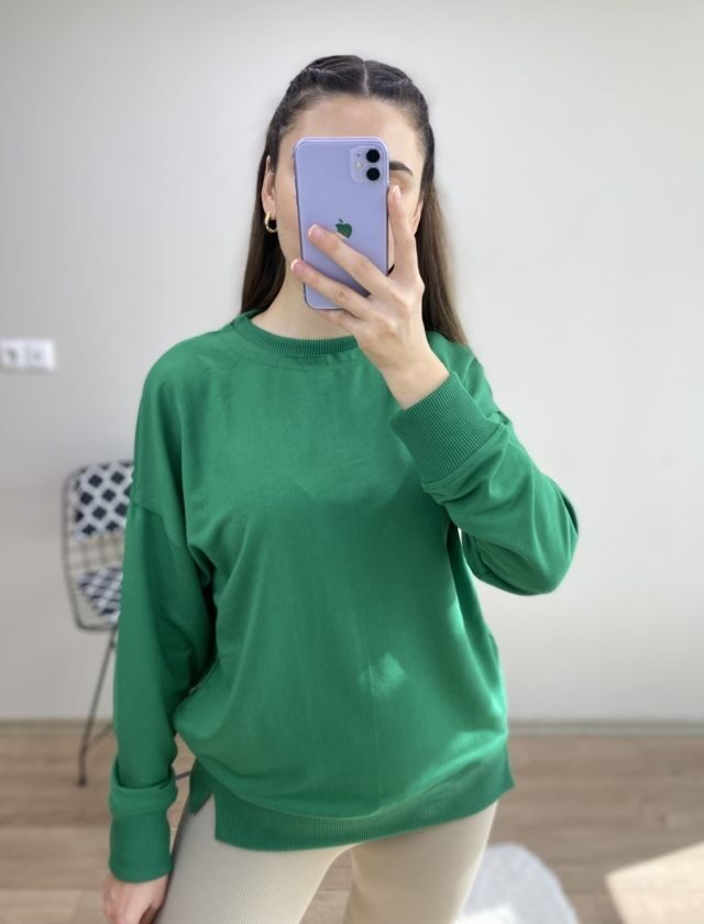 Yeşil Bisiklet Yaka Sweat