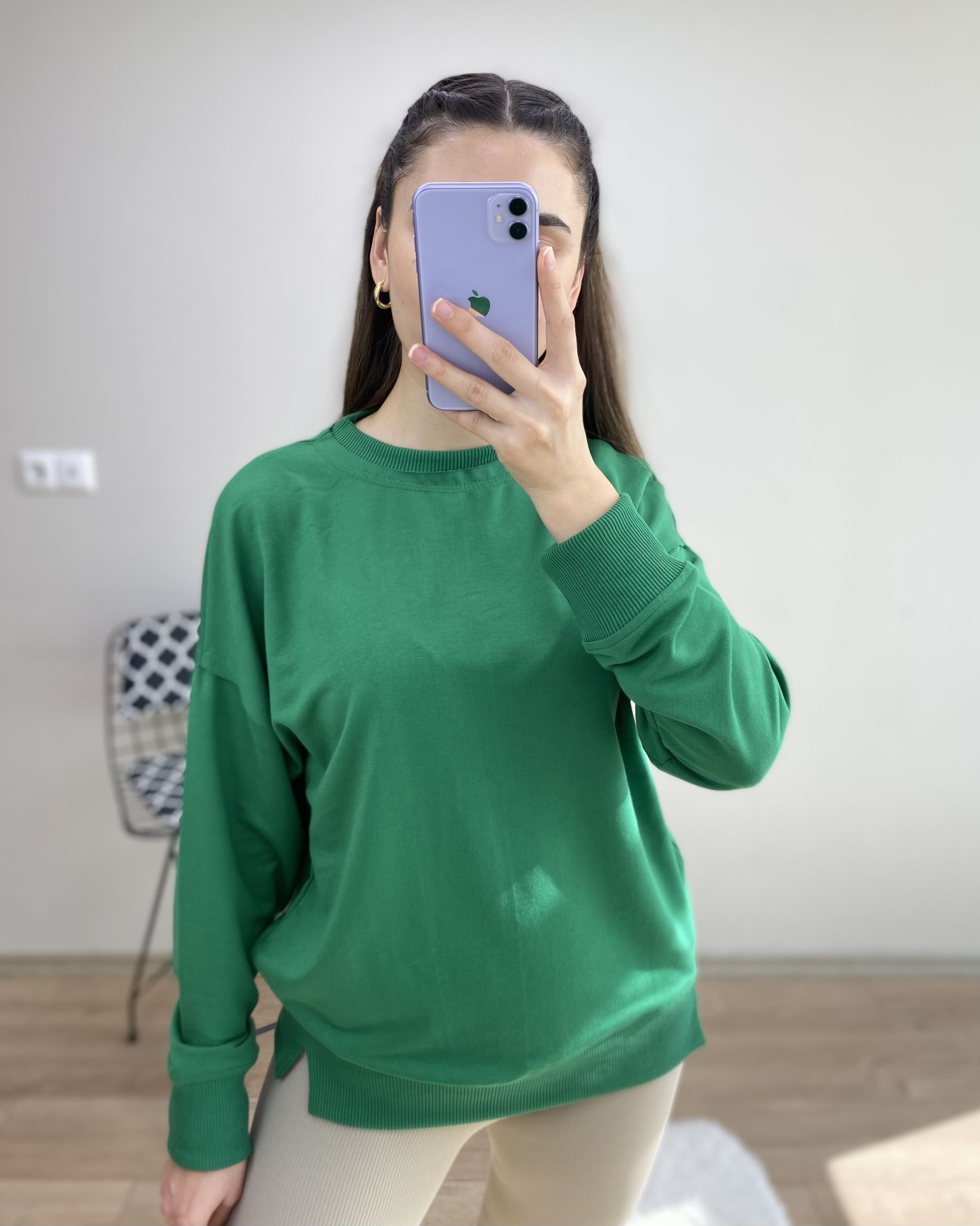 Yeşil Bisiklet Yaka Sweat - Görsel 4