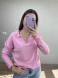 Pudra Polo Yaka İnce Kazak