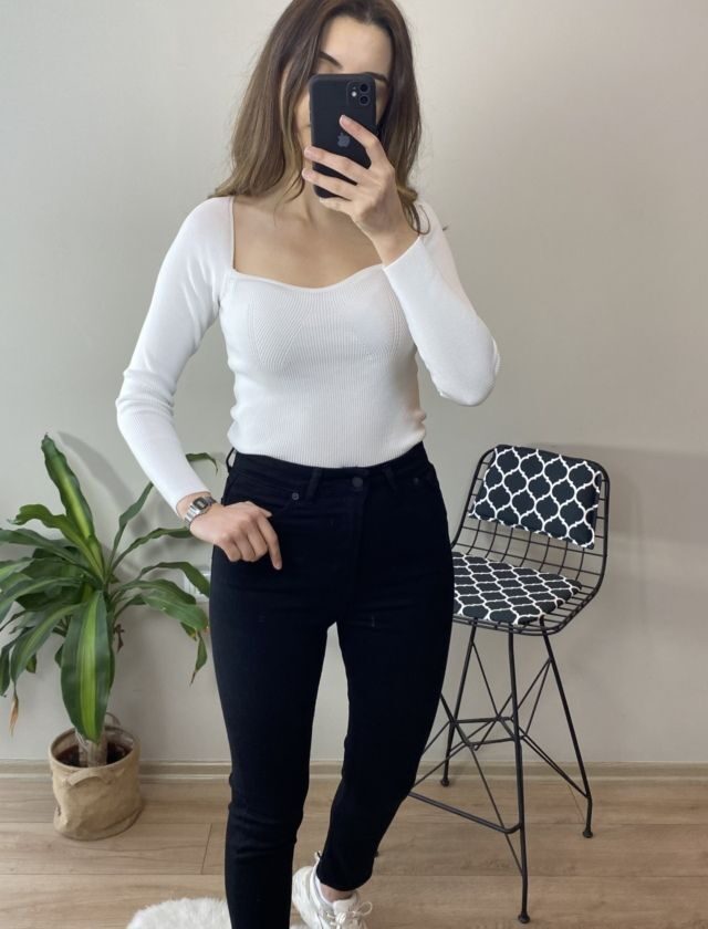 Siyah Örme Skinny Jean