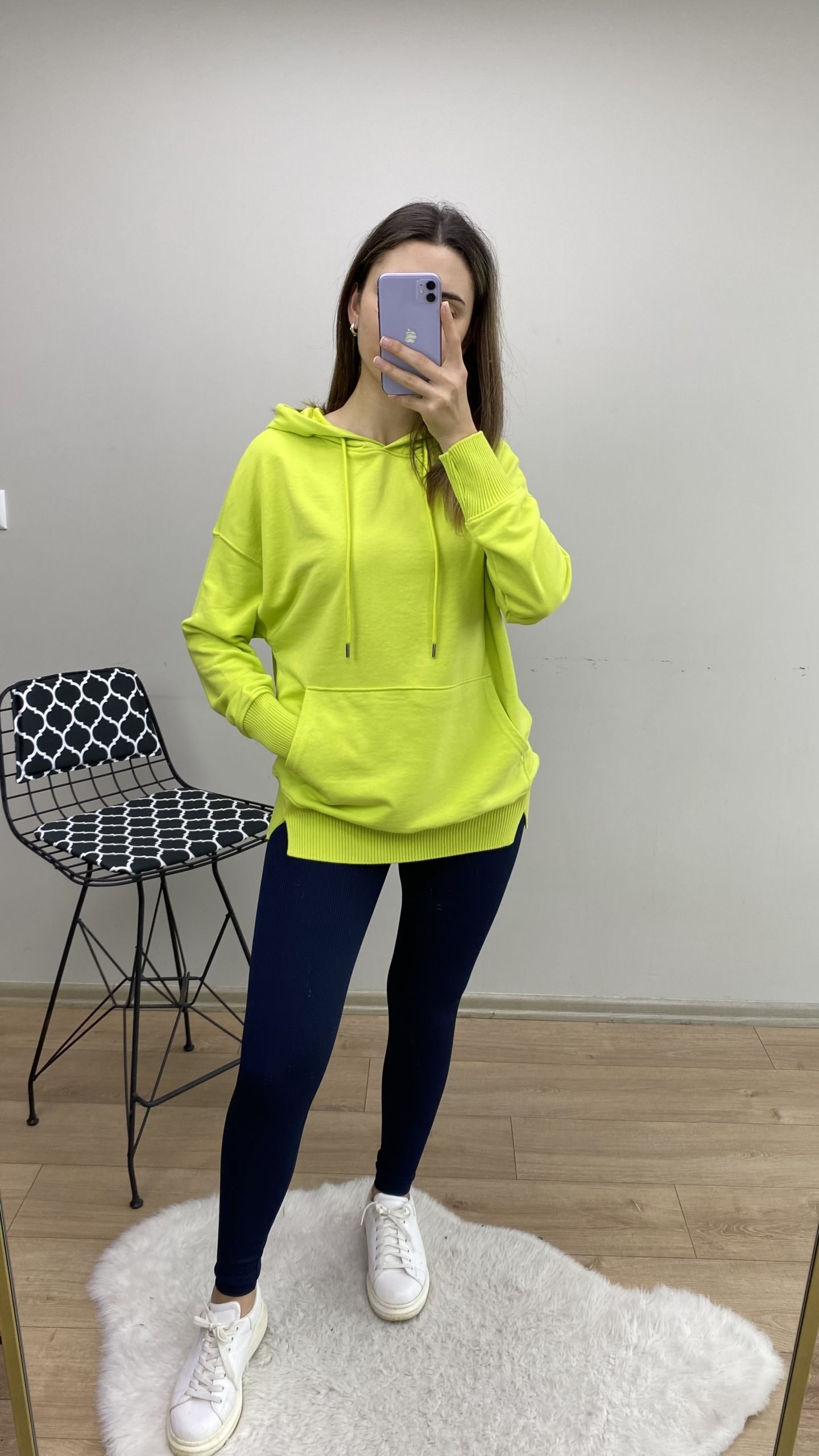 Neon Yeşil Triko detay Sweat