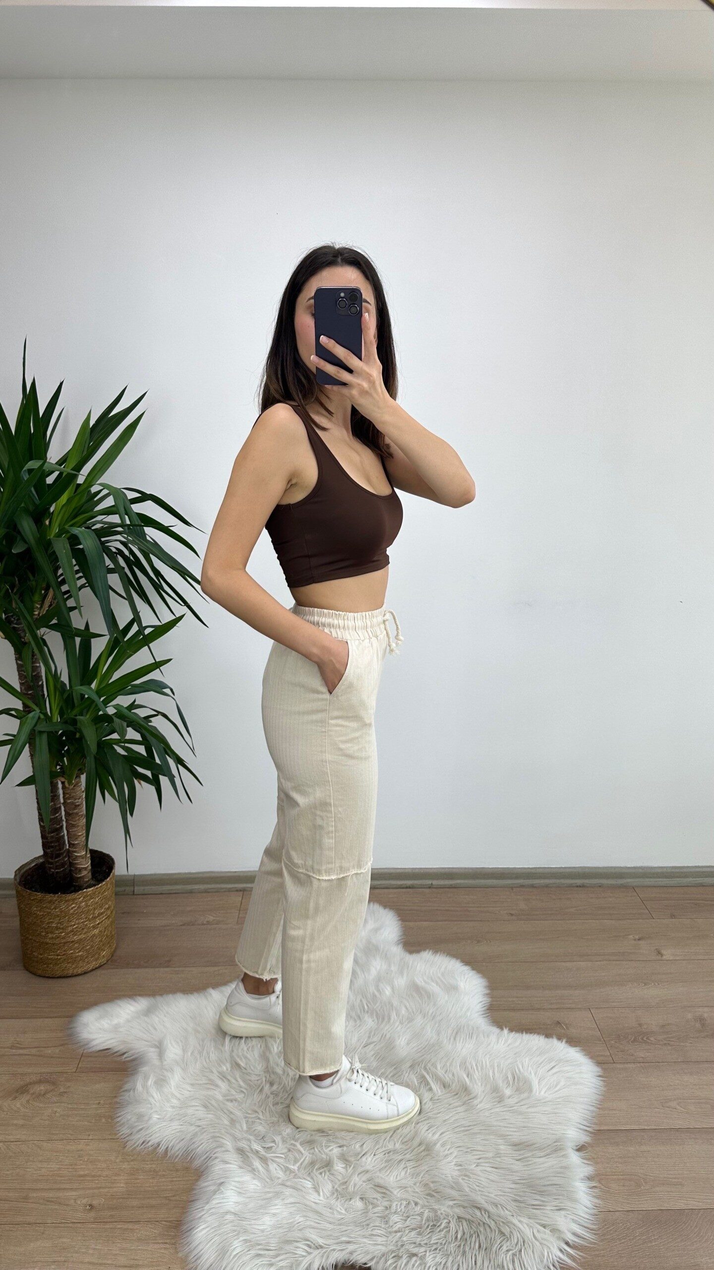 Taş GABARDİN Beli Bağcıklı Pantolon - Görsel 3