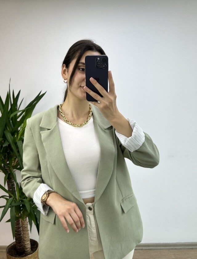 Mint Keten Blazer Ceket
