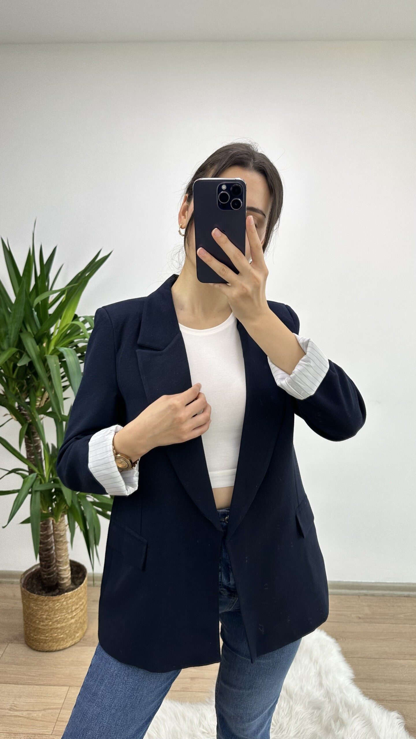 Lacivert Keten Blazer Ceket - Görsel 6