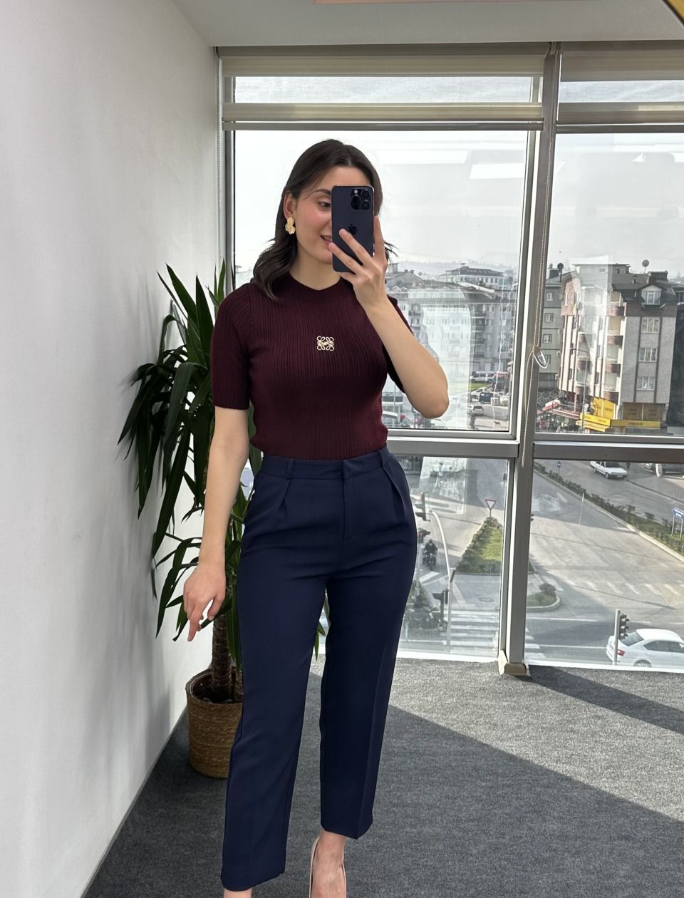 Lacivert Linda Kumaş Pantolon - Görsel 3