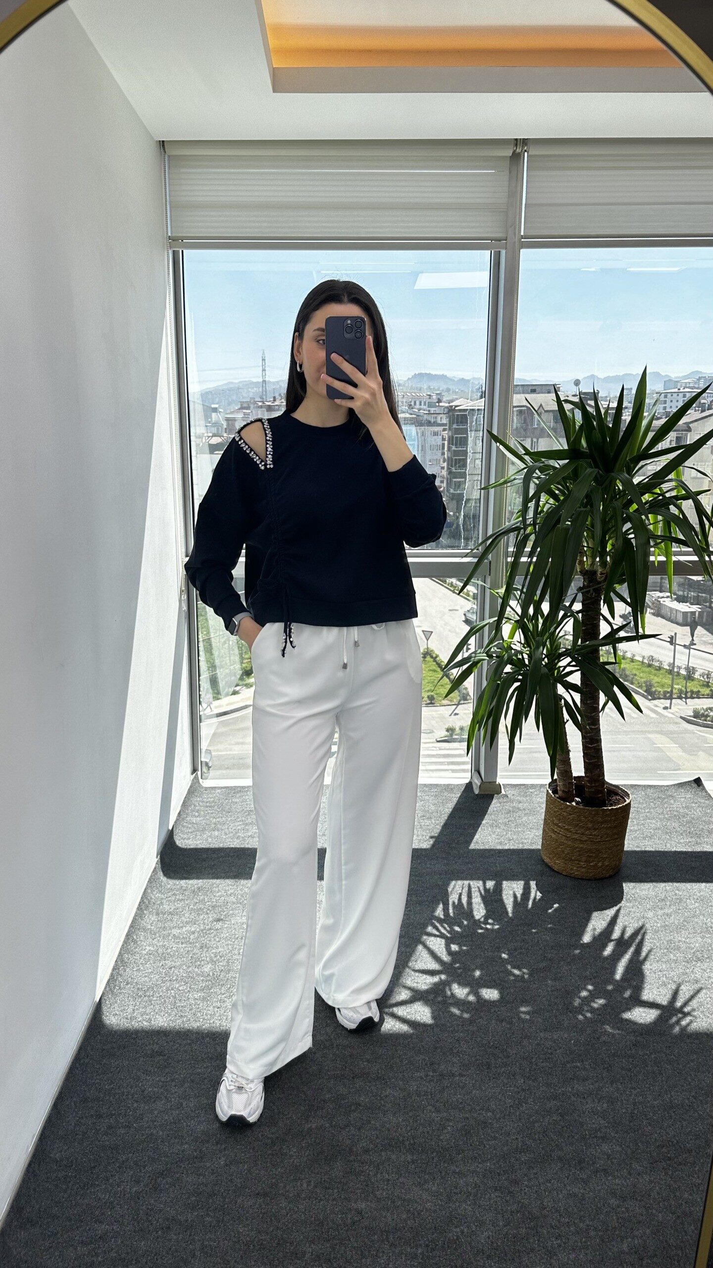 Tasarım Lacivert Taşlı Modal Sweat - Görsel 3