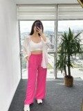 Pembe Tensel Kumaş Palazzo Pantolon